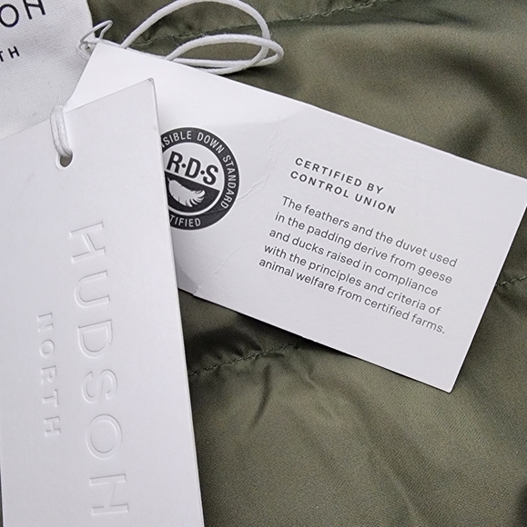 Hudson North Men's Olive Green Down Winter Hooded Puffer Parka Coat Sz Medium - Picture 10 of 16